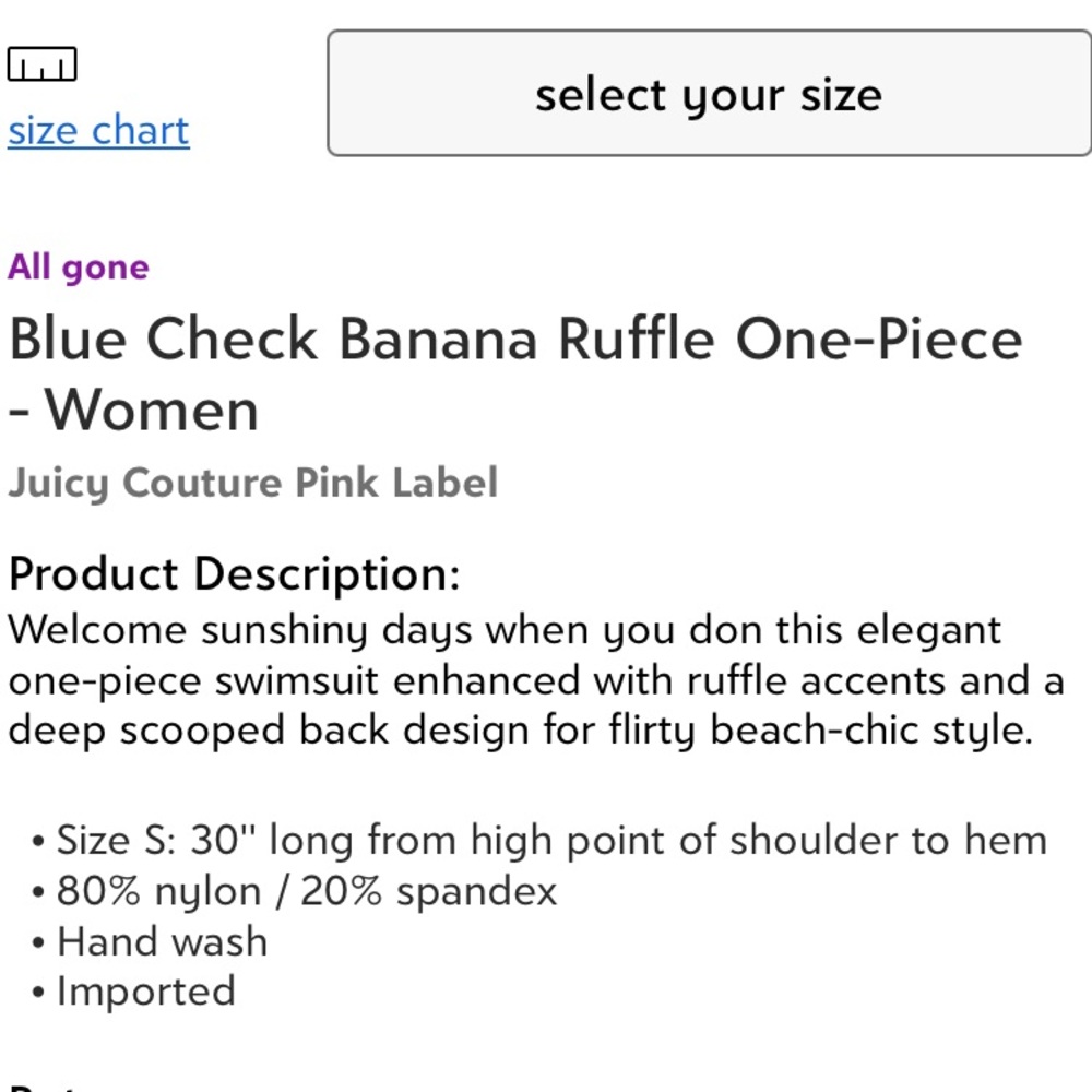 Juicy Couture Pink Label Blue Check Banana Ruffle - Picture 4 of 4